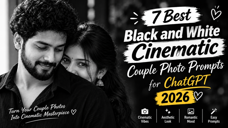 Black and White Cinematic Couple Photo Prompts
